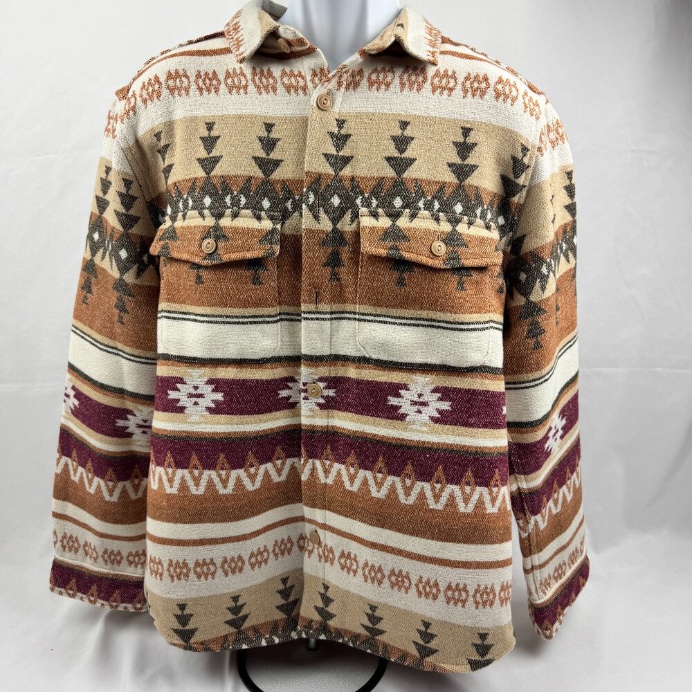Primark Aztec Print Relaxed Fit Shacket Men Button Up Western Coat Size L
